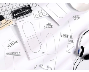 Détail de 20 cartes de collage DIY minimalistes avec mots-clés de création de journal