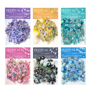 Set of 6 colorful PET festival celebration stickers for DIY scrapbooking and decoration