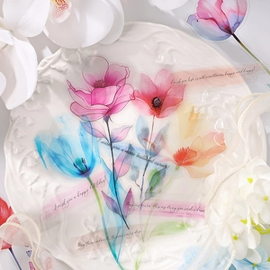 Pegatinas florales de PET translúcido con frases en inglés para scrapbooking