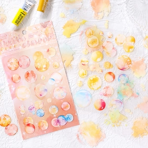 Golden Amber watercolor bubble stickers set for DIY scrapbooking and artistic decoration