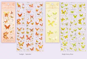 Detail van Butterfly Glimmer PET-stickers met goudfolie voor scrapbooking decor