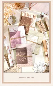 Vista detallada de papeles de collage vintage con cordel para decoración de scrapbooking