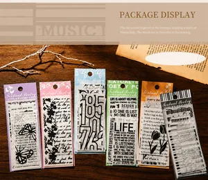 Detailed view of vintage 3D foam scrapbooking stickers with literary themes and retro art