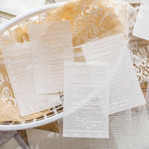 Autocollants en Papier Washi 3D Vintage Série Bardic Psalm Fleurs Papillon Dentelle Matériaux Décoratifs pour Scrapbooking Bricolage Journaling