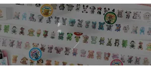 Detail of plush animal washi tape rolls with bear and rabbit patterns for DIY journals
