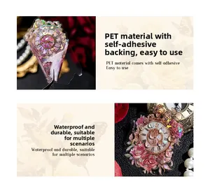 Details wasserdichter PET-Sticker mit Vintage-Uhren und Rosen für das Journaling
