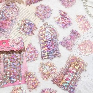 Irisierende Vintage-Uhrenaufkleber mit Perlmuttglanz für Scrapbooking und Journals