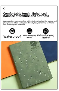Detailed view of waterproof soft leather A5 business notebook with custom embossed logo