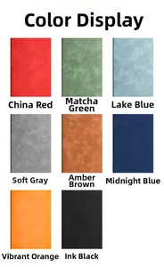Detailed color chart of A5 soft leather notebooks in eight premium lychee texture colors