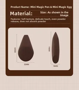 Detailed size chart for teardrop and precision tip coffee brown makeup sponges