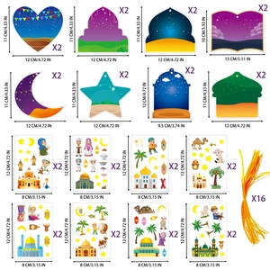 Children DIY Ramadan scene stickers set with dimensions and quantities