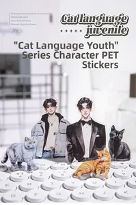 Αυτοκόλλητα PET σειράς Cat Boy με χαρακτήρες anime και γάτες σε λευκό πληκτρολόγιο