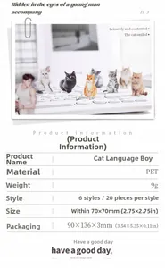 Λεπτομέρεια αυτοκόλλητων PET Cat Boy που δείχνουν διαστάσεις και διακόσμηση πληκτρολογίου