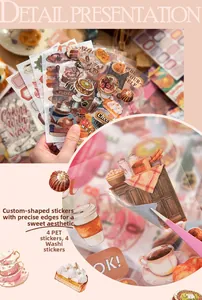 Detail von PET- und Washi-Sticker-Set mit Dessert-Motiven für Scrapbooking-Planer