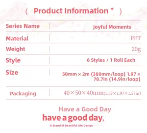 Especificaciones del set de cintas decorativas PET Joyful Moments para diarios y álbumes
