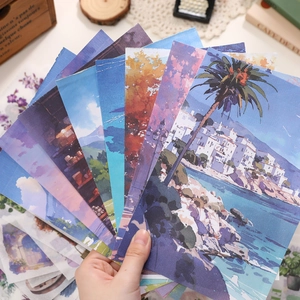 City life themed watercolor sticker book with 50 sheets of scenic lifestyle collage art