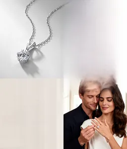 Gros plan d'un collier et d'une bague en diamant de culture 1ct sur une monture en argent