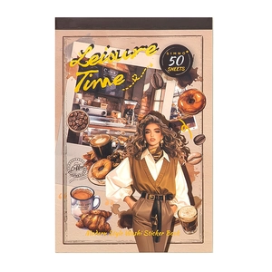 Vintage style Leisure Time washi sticker book featuring urban life fashion illustrations
