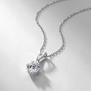 Collier classique solitaire moissanite 1 carat avec monture 6 griffes en argent S925
