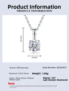 Macro detail of 1CT lab diamond pendant in 4-prong setting with size measurement
