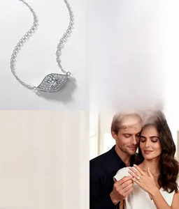 Macro shot of silver pavé-set necklace and diamond ring with luxury aesthetic details