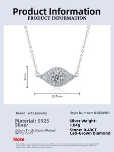 Macro detail of S925 silver Evil Eye pendant featuring 0.48CT lab-grown diamond