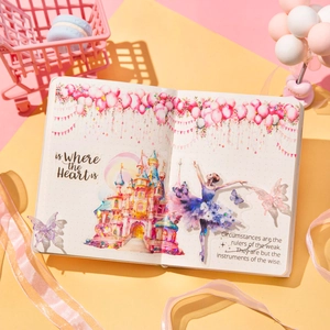 Cinta adhesiva PET decorativa con diseño de castillo rosa y bailarina para scrapbooking