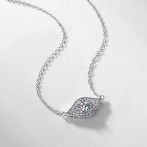 Luxurious S925 silver necklace with marquise eye pendant and brilliant round center stone