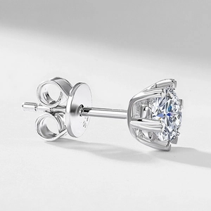 Classic 925 sterling silver six-prong moissanite stud earring with S925 hallmark