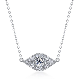 Luxurious S925 sterling silver round lab diamond necklace with devil eye design