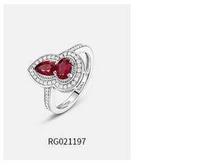 Detailed macro view of S925 silver gourd ring with vibrant red lab-grown rubies