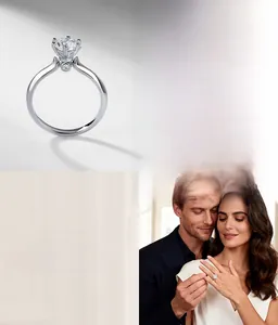 Classic 1-carat lab-grown diamond ring featuring a six-prong setting on a couple's finger