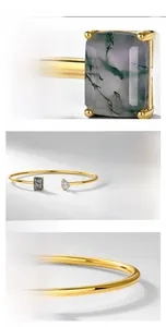Dettaglio del bracciale in argento S925 con agata muschiata e opale a goccia