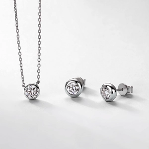 S925 sterling silver bubble jewelry set with round brilliant cut lab-grown diamonds
