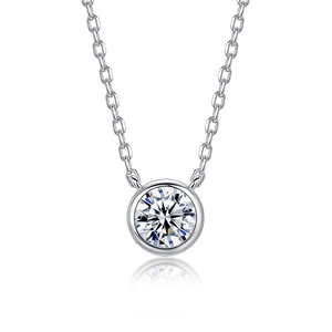 Elegant S925 sterling silver bubble necklace with round brilliant cut solitaire diamond