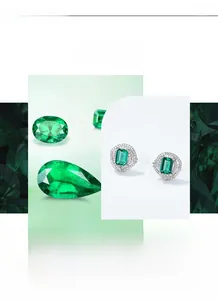 Detailed view of square emerald-cut earrings with white zircon halo in silver