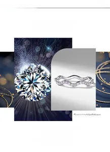 Makroaufnahme des gewellten S925 Sterlingsilberrings mit Moissanit-Pavé-Fassung