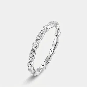 S925 Sterling Silver Moissanite Ring For Women Minimalist Dainty Marquise Design Light Luxury Eternity Band Finger Ring Jewelry Gift