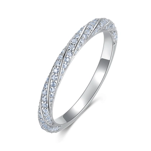 Bague spirale élégante en argent 925 avec moissanite et anneau torsadé scintillant