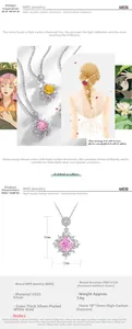 Spécifications du pendentif en argent S925 avec diamant 12ct et coupe fleur de glace