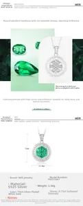 Detailed size parameters of S925 silver necklace with 0.75ct emerald pendant
