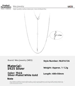 Detailed view of S925 silver link chain with 0.62mm width and thickness plating