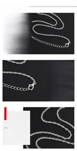 Close-up of S925 sterling silver chain with lobster clasp and 50mm adjustable extension