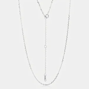 S925 Sterling Silver Cable Chain Necklace For Women Minimalist Adjustable Fine Link Plain Base Chain Fashion Jewelry Neck Chain