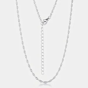 925 Sterling Silver Rope Chain Necklace For Women Minimalist Adjustable Twisted Water Wave Chain Electroplated Jewelry
