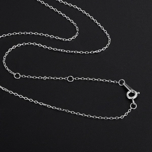 Slim S925 sterling silver O-chain necklace with spring clasp and adjustable rings