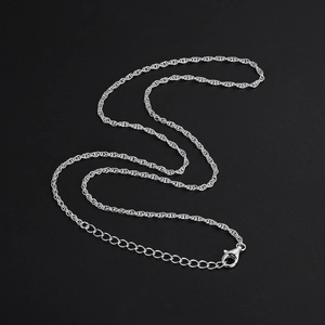 Elegant 925 sterling silver water wave chain necklace with adjustable lobster clasp