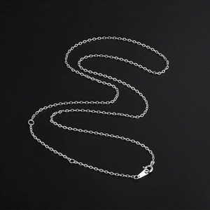 Elegant S925 sterling silver O-chain necklace with spring clasp on black background
