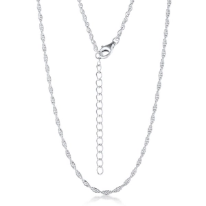925 silver Singapore twisted rope chain necklace with adjustable length and lobster clasp