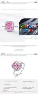 Dettagli dell'anello in argento S925 con pietra rosa 8x10mm e pavé di diamanti laterali